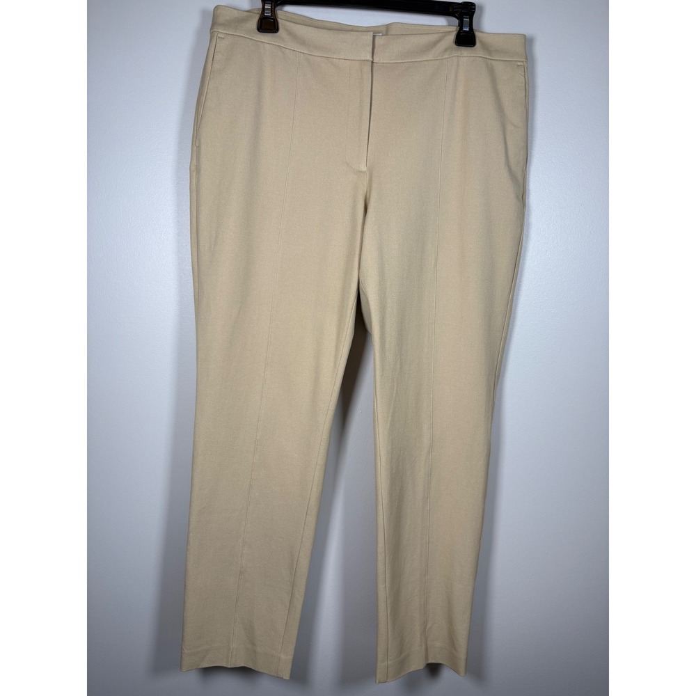 J. Jill Premium Bi-Stretch Trousers Biscotti Tan Straight Leg Pants Size 14 NEW
